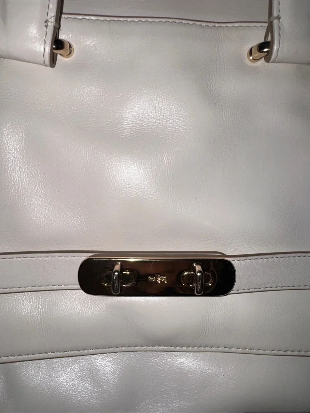 Coach Swagger in White Leather & Gold Accents -Structured Satchel Handbag